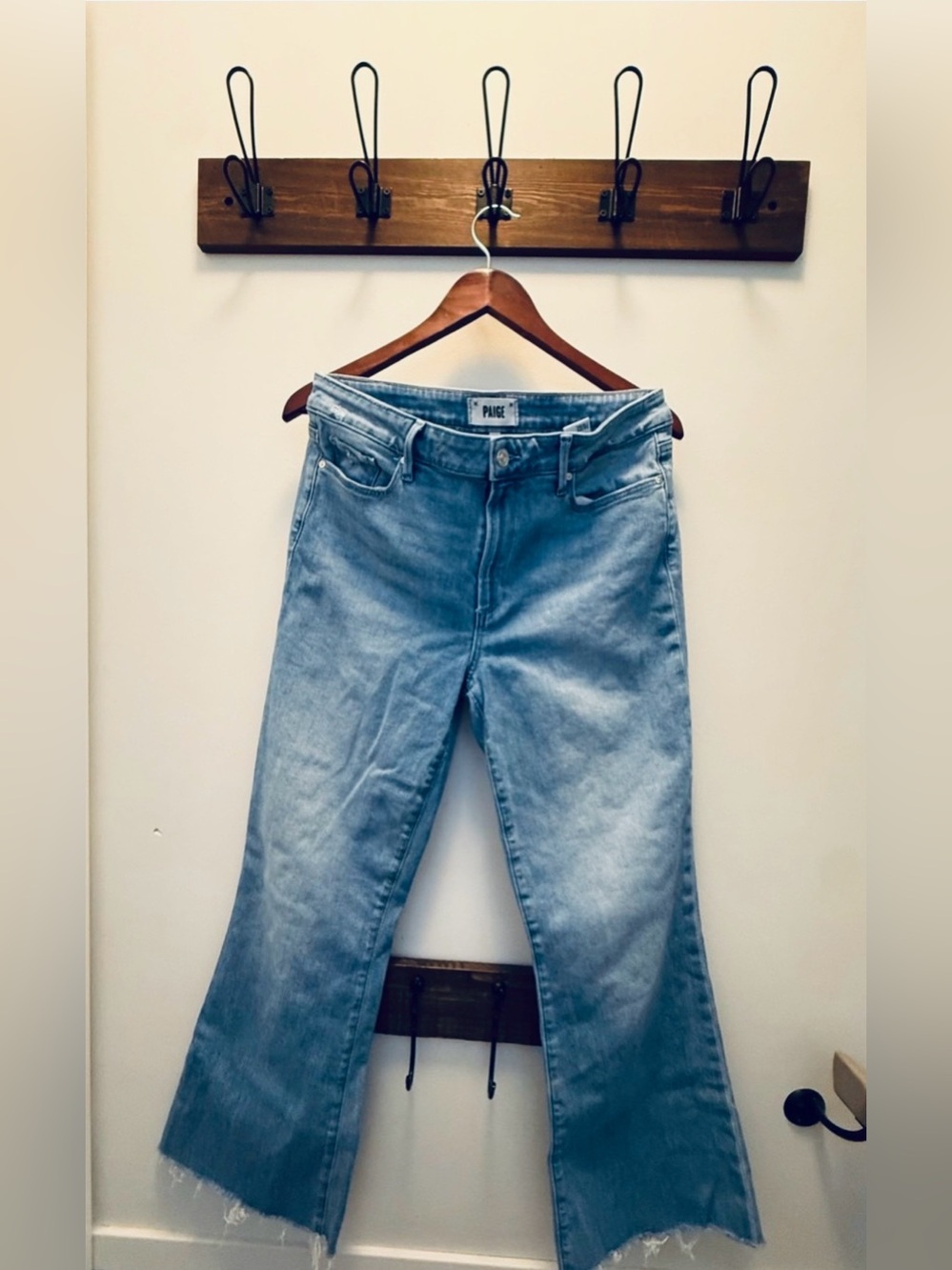 PAIGE Light Blue Wide Leg Denim Jeans